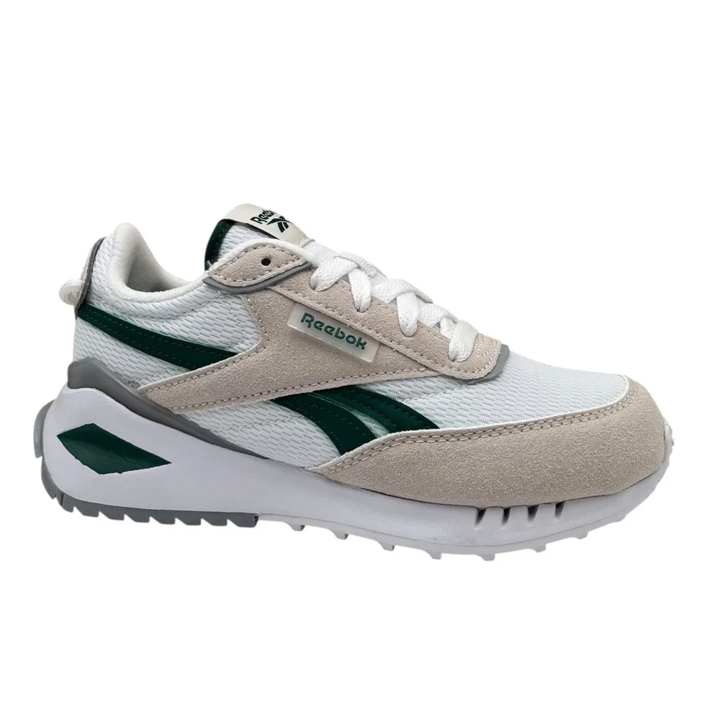 Reebok Youth Big Boys‎ Girls Sneakers Size 2 White Green Beige Classic Lace-Up